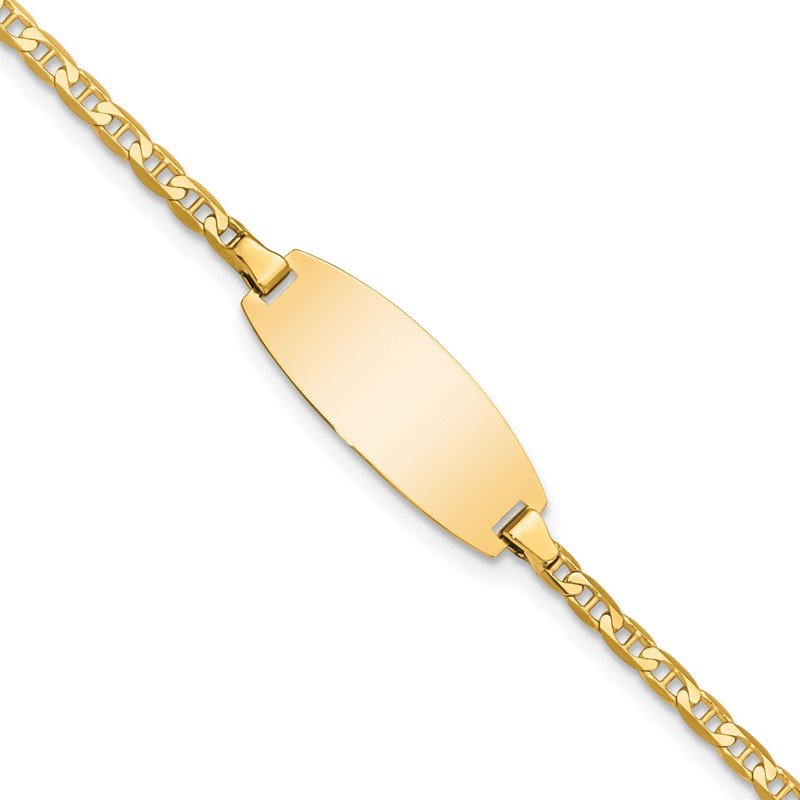 14k Polished Solid Chain/Solid Plate Anchor Link Oval 18.5x8mm Plate 5.5 inch Baby/Child ID Bracelet