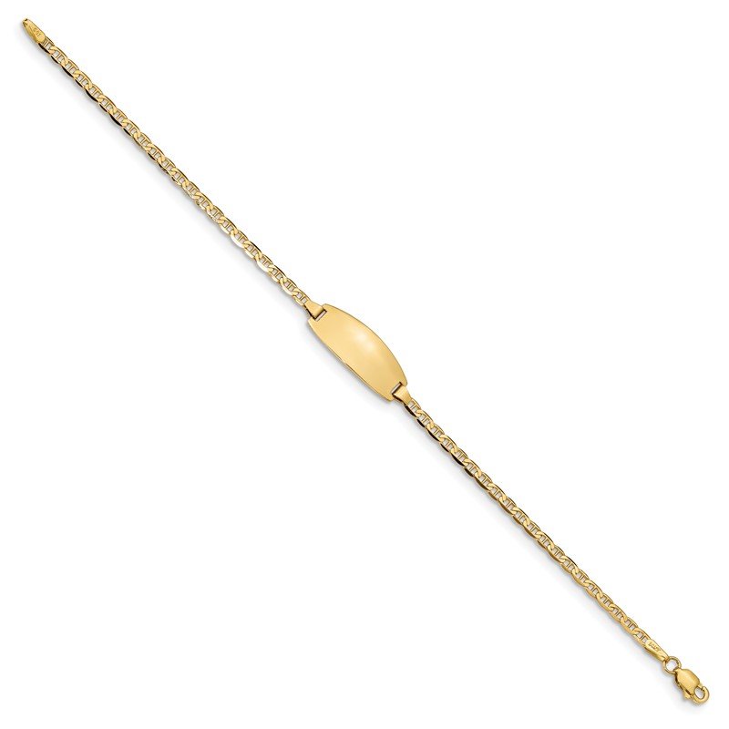 14k Polished Solid Chain/Solid Plate Anchor Link Oval 18.5x8mm Plate 5.5 inch Baby/Child ID Bracelet