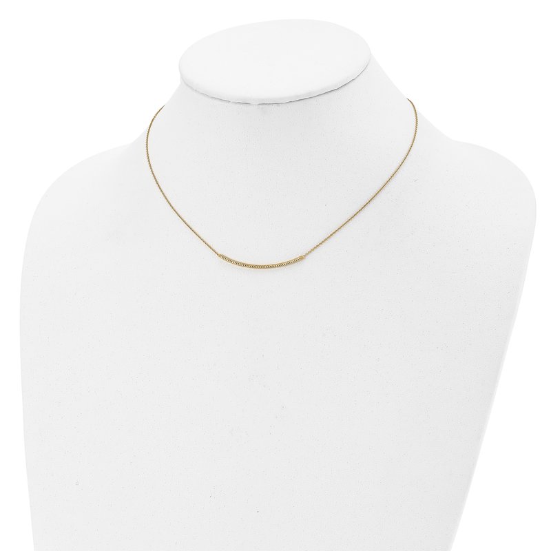 14K Polished D/C with 2in ext. Bar Necklace