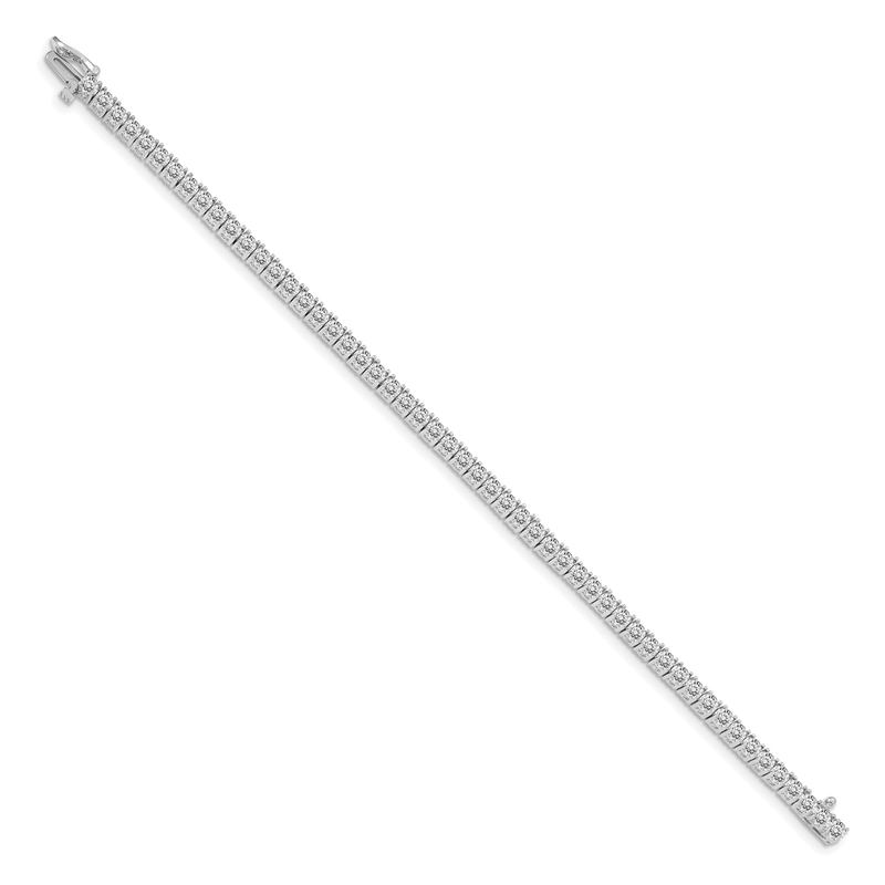 14k White Gold Complete 4.92 carat Round AA Diamond 4-prong 7 inch Tennis Bracelet