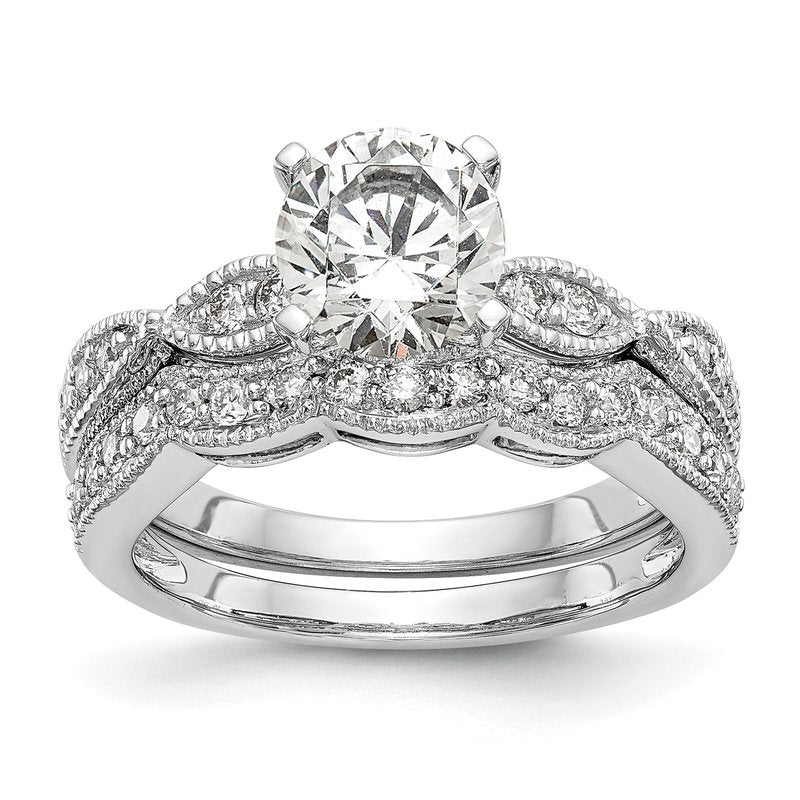 14K White Gold 1/6 carat Lab Grown Diamond VS+ F+ Semi-Mount Round Engagement Ring