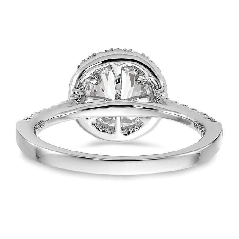 14K White Gold 1/4 carat Lab Grown Diamond VS+ F+ Semi-Mount Round Halo Engagement Ring
