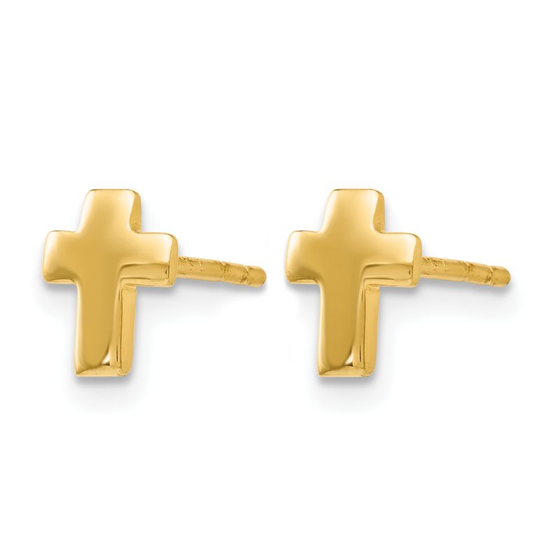 14K Polished Cross Post Earrings