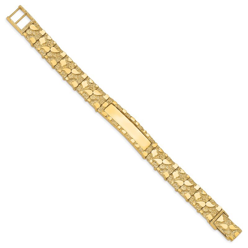 14k Polished Solid 12.0mm Nugget 36x12mm Plate 7 inch ID Bracelet