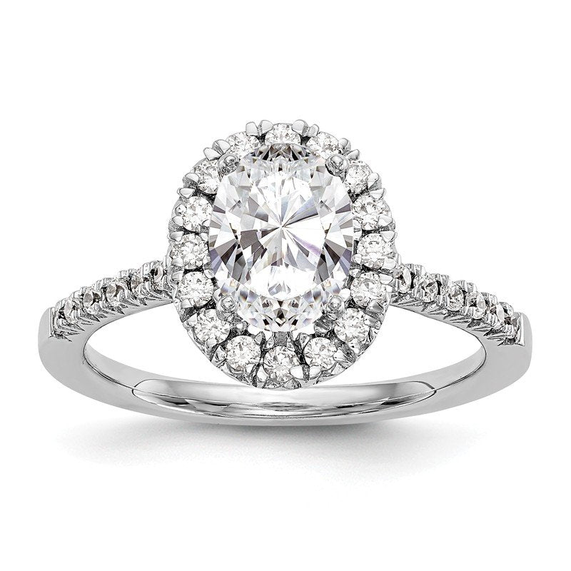14K White Gold 1/3 carat Lab Grown Diamond VS+ F+ Semi-Mount Oval Halo Engagement Ring