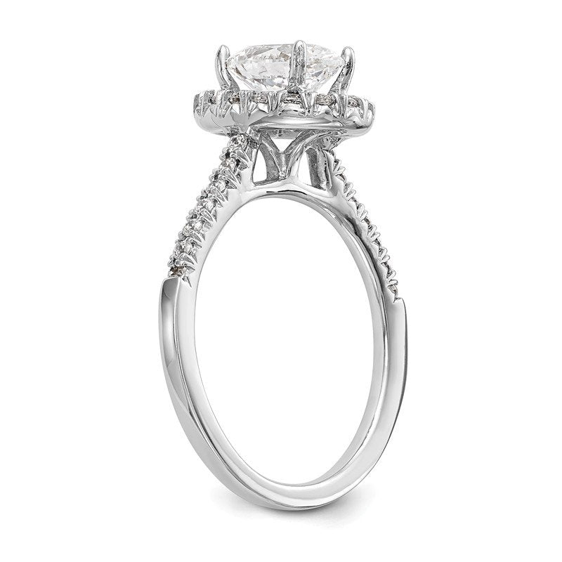 14K White Gold 1/3 carat Lab Grown Diamond VS+ F+ Semi-Mount Oval Halo Engagement Ring
