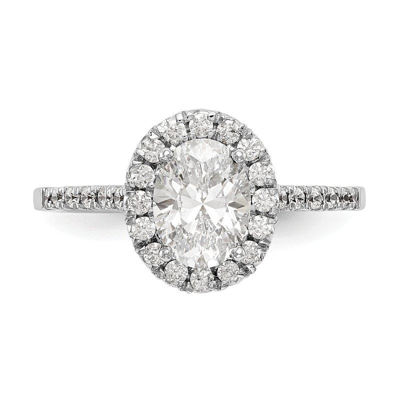 14K White Gold 1/3 carat Lab Grown Diamond VS+ F+ Semi-Mount Oval Halo Engagement Ring