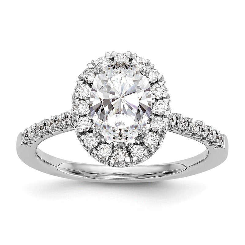 14K White Gold 1/3 carat Lab Grown Diamond VS+ F+ Semi-Mount Oval Halo Engagement Ring