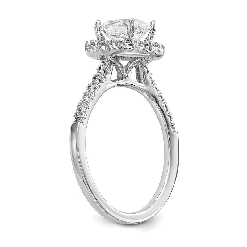 14K White Gold 1/3 carat Lab Grown Diamond VS+ F+ Semi-Mount Oval Halo Engagement Ring
