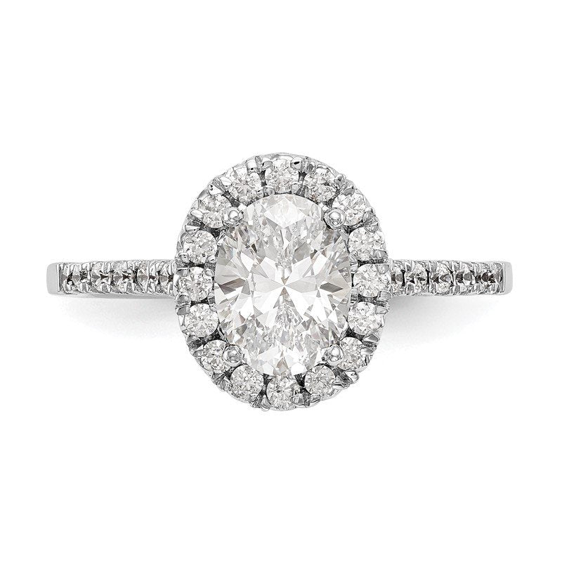 14K White Gold 1/3 carat Lab Grown Diamond VS+ F+ Semi-Mount Oval Halo Engagement Ring