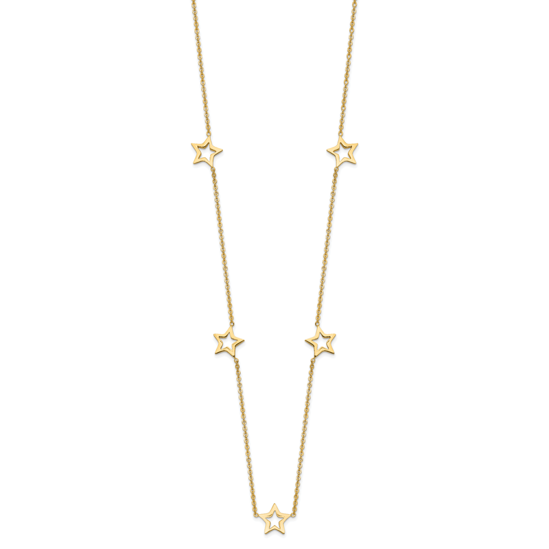 14K Open Stars 16 inch Necklace Plus 2 inch Extension