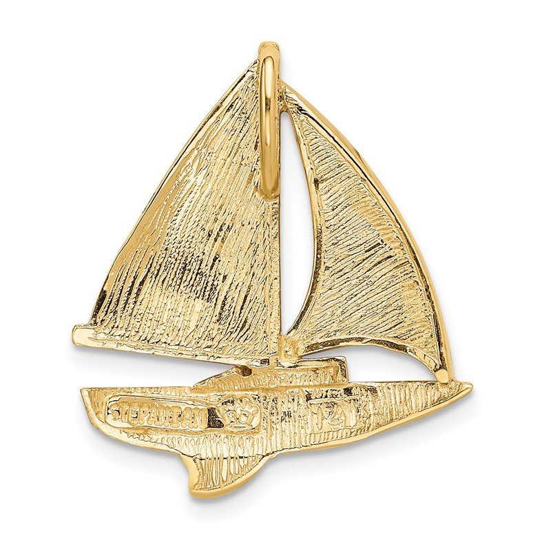 14K Lab Created Opal Sailboat Omega Slide