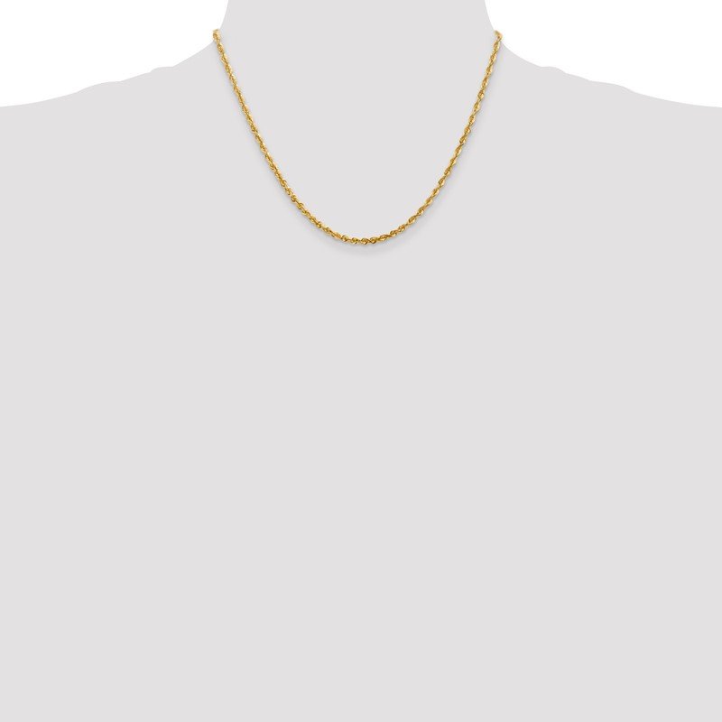 14K 10 inch 2.75mm Ultra Diamond-cut Rope with Lobster Clasp Anklet