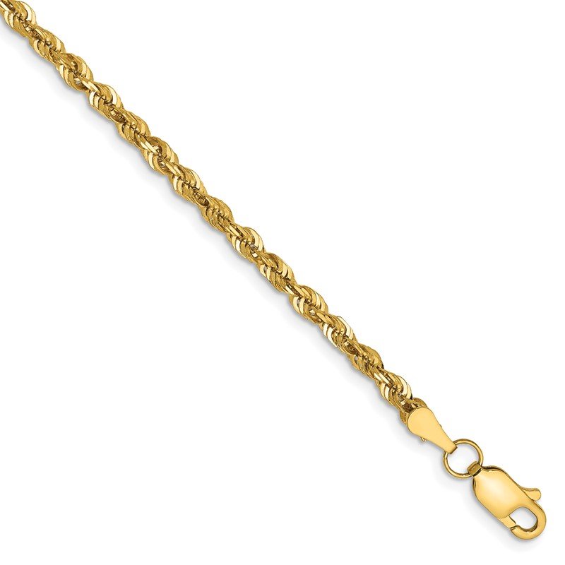 14K 10 inch 2.75mm Ultra Diamond-cut Rope with Lobster Clasp Anklet