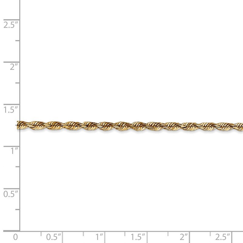 14K 10 inch 2.75mm Ultra Diamond-cut Rope with Lobster Clasp Anklet