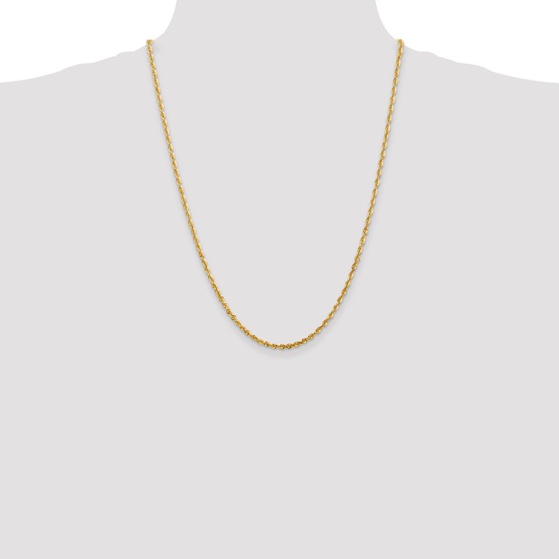 14K 10 inch 2.75mm Ultra Diamond-cut Rope with Lobster Clasp Anklet