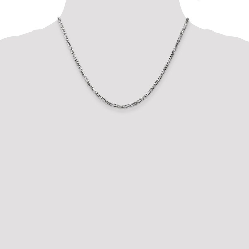 14K White Gold 10 inch 2.75mm Flat Figaro with Lobster Clasp Anklet
