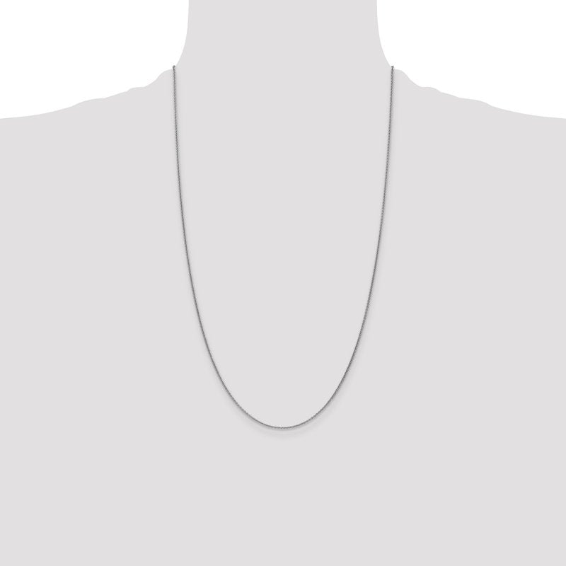 14K White Gold 14 inch 1mm Round Open Link Cable with Lobster Clasp Chain