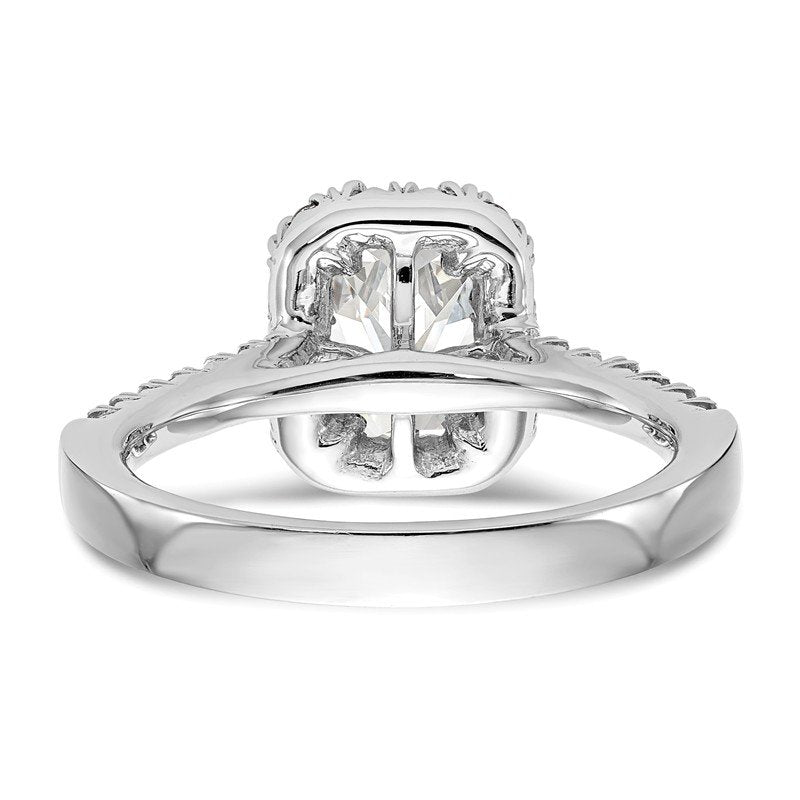 14K White Gold 1/4 carat Lab Grown Diamond VS+ F+ Semi-Mount Emerald Halo Engagement Ring