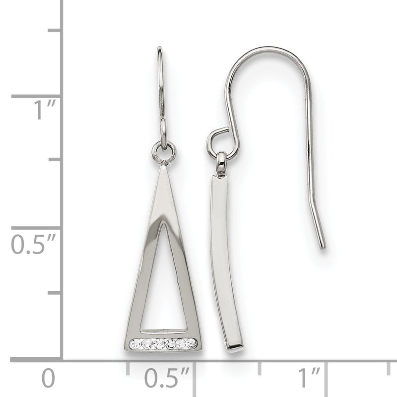 Stainless Steel Polished with Preciosa Crystal Dangle Shepherd Hook Earrings