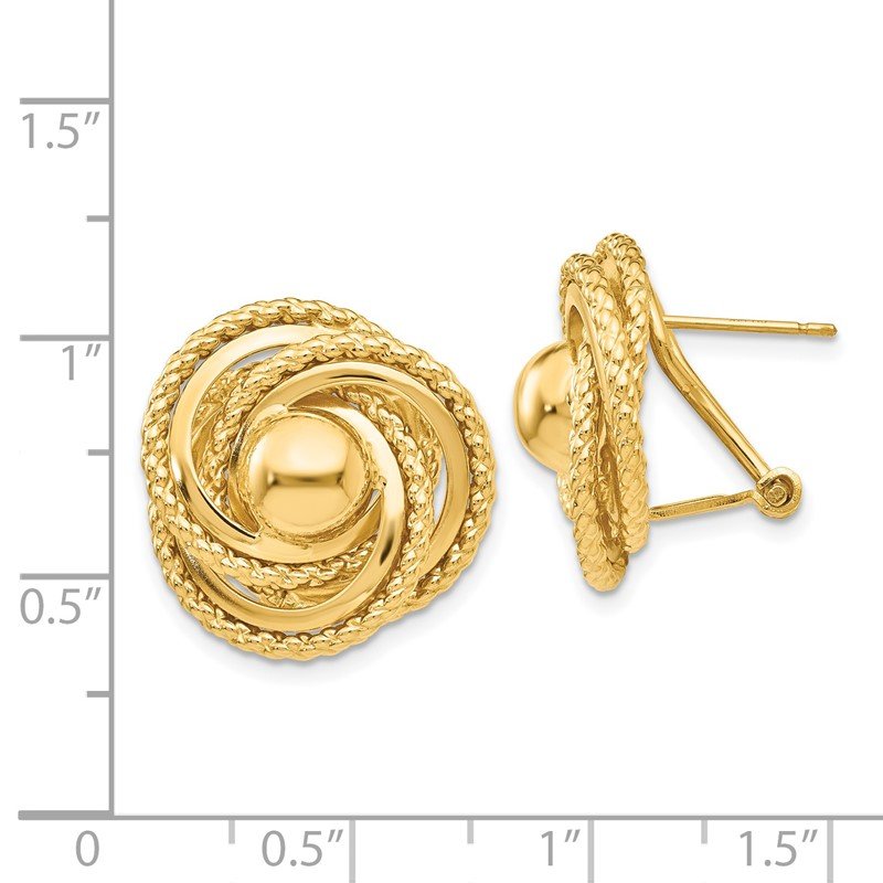 14k Polished &amp; Twisted Fancy Omega Back Post Earrings