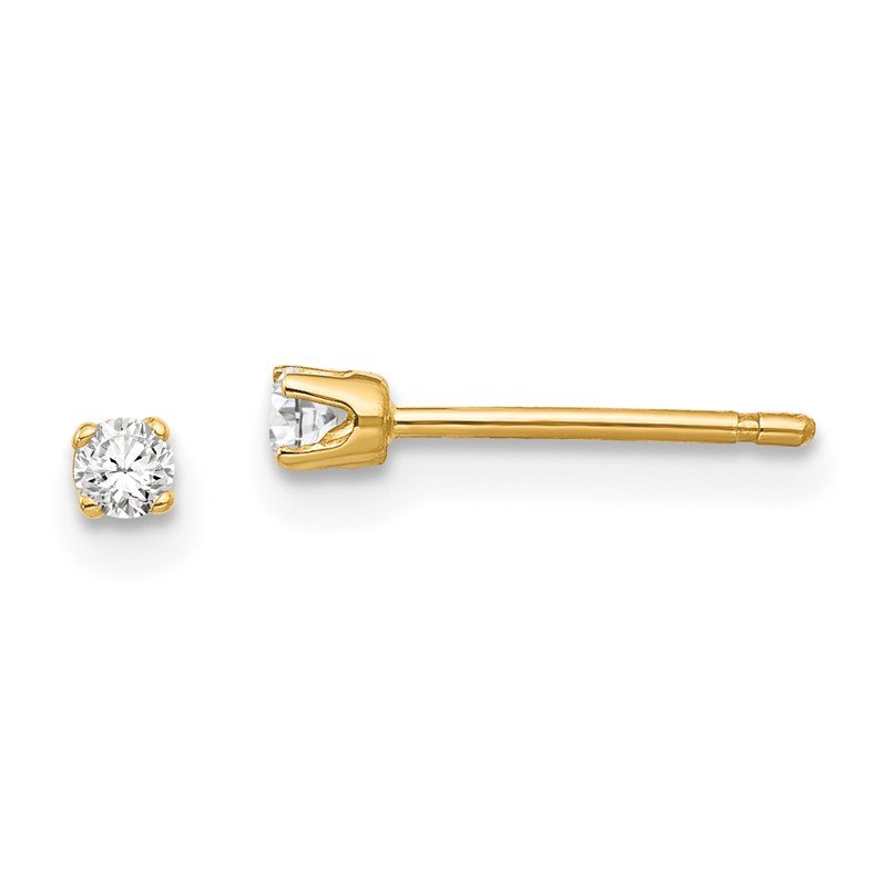 14k 2.25mm Round CZ Stud Earrings
