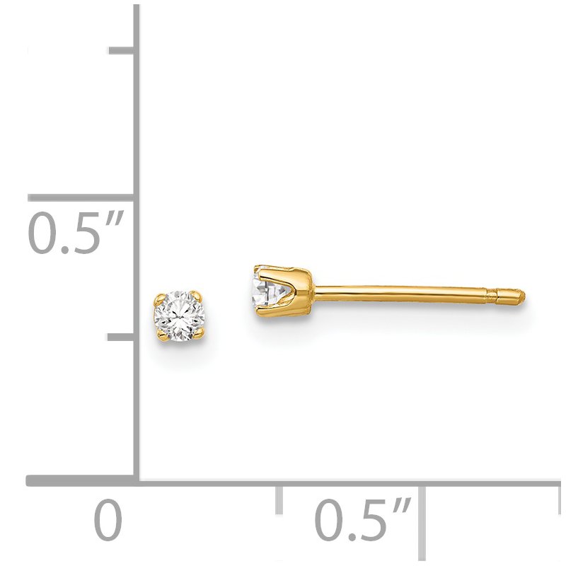 14k 2.25mm Round CZ Stud Earrings