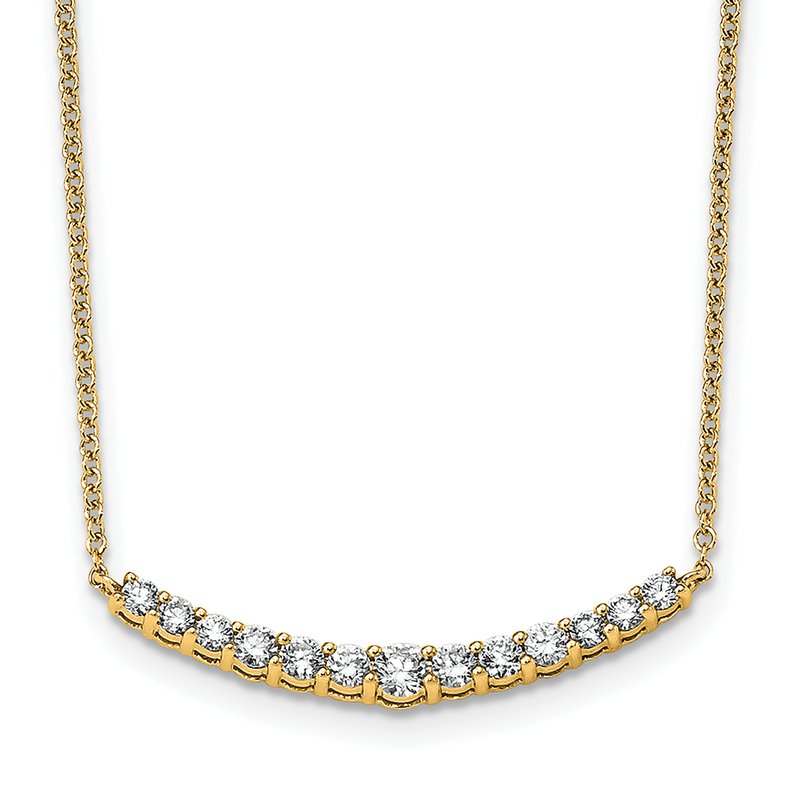14K Rose Gold 1/2 carat Lab Grown Diamond VS+ F+ 18 in Complete Fashion Bar Necklace
