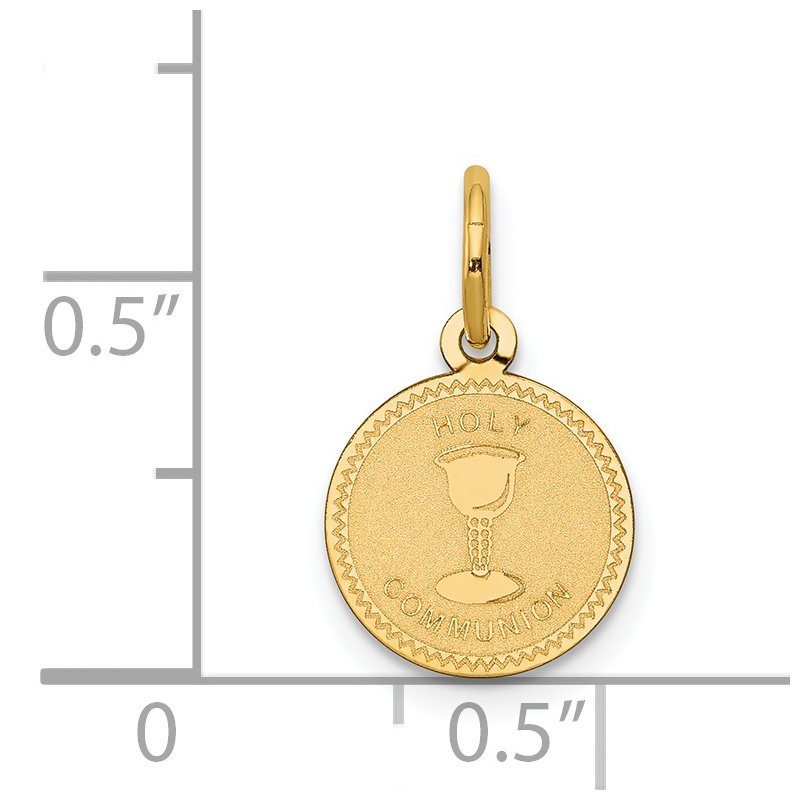 14k Polished and Satin Solid HOLY COMMUNION Round Disc Charm