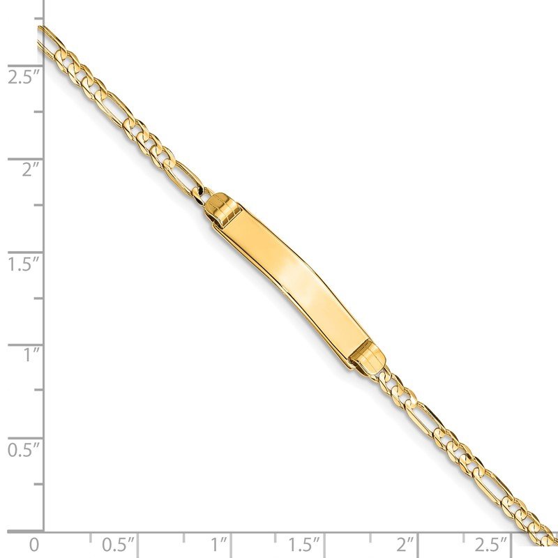 14k Polished Solid Chain/Solid Plate Figaro Link 24.5x4.8mm Plate 7 inch ID Bracelet