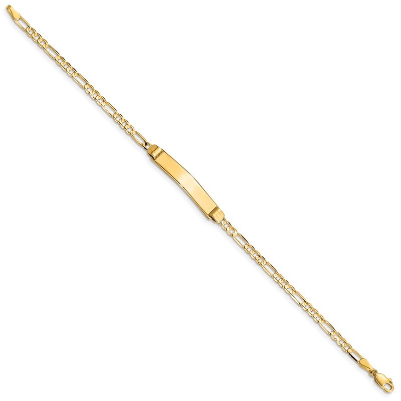 14k Polished Solid Chain/Solid Plate Figaro Link 24.5x4.8mm Plate 7 inch ID Bracelet