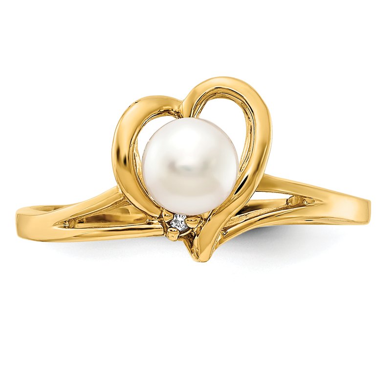 14k 4.5mm FW Cultured Pearl A Diamond ring