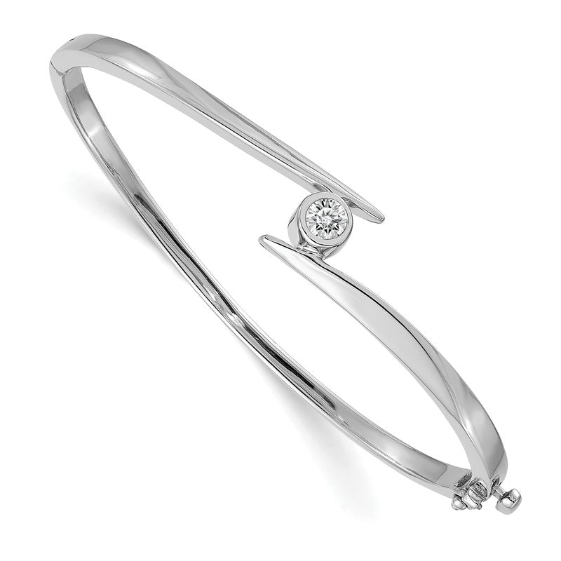 14k White Gold Complete 1/2 carat A Diamond Hinged Oval Bangle Bracelet