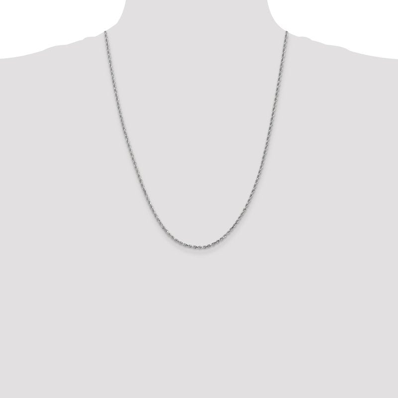 14K White Gold 2.5mm Diamond-Cut Rope Chain