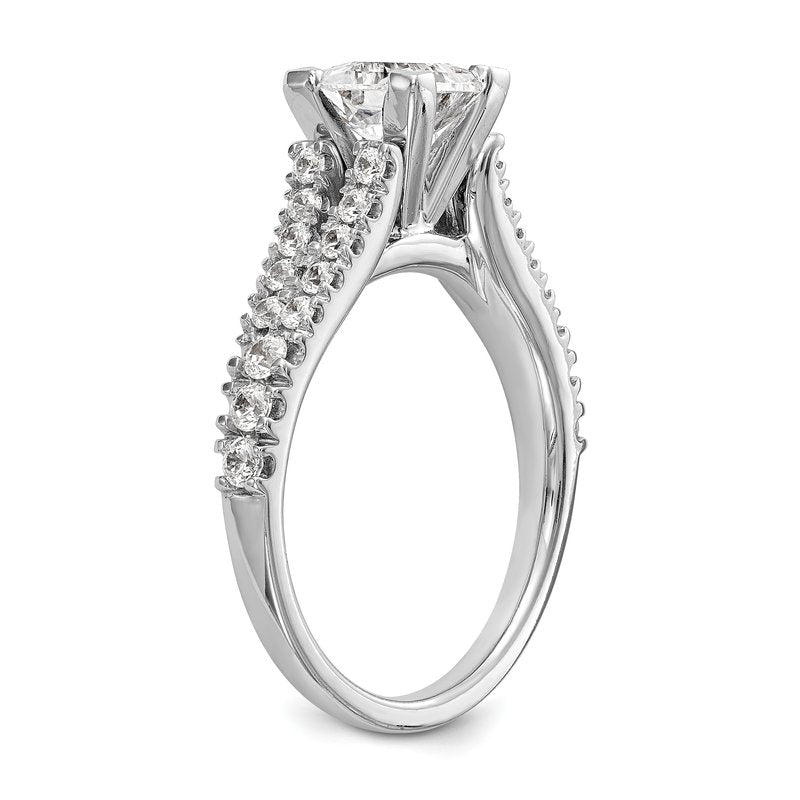 14K White Gold 1/2 carat Lab Grown Diamond VS+ F+ Semi-Mount Peg Set Engagement Ring