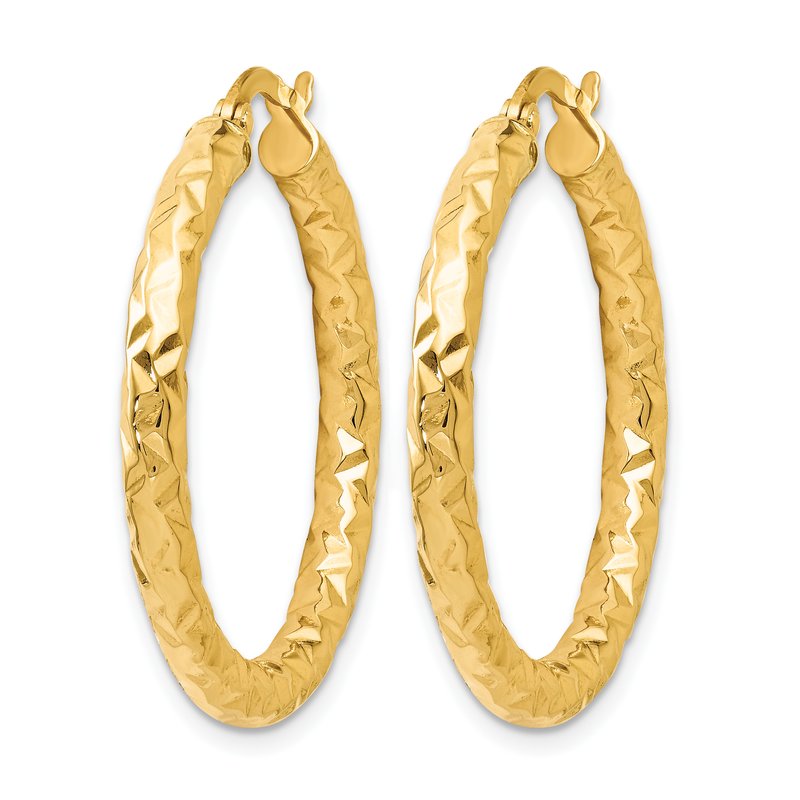 14K ForeverLite Polished and Textured Hoop Earrings