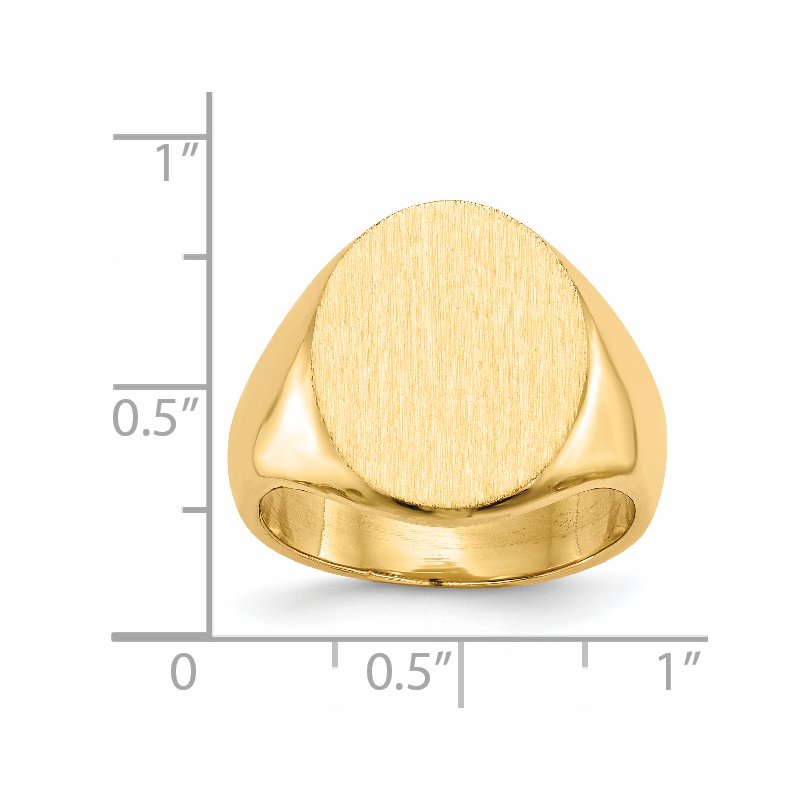 14k 14.0x17.5mm Closed Back Mens Signet Ring