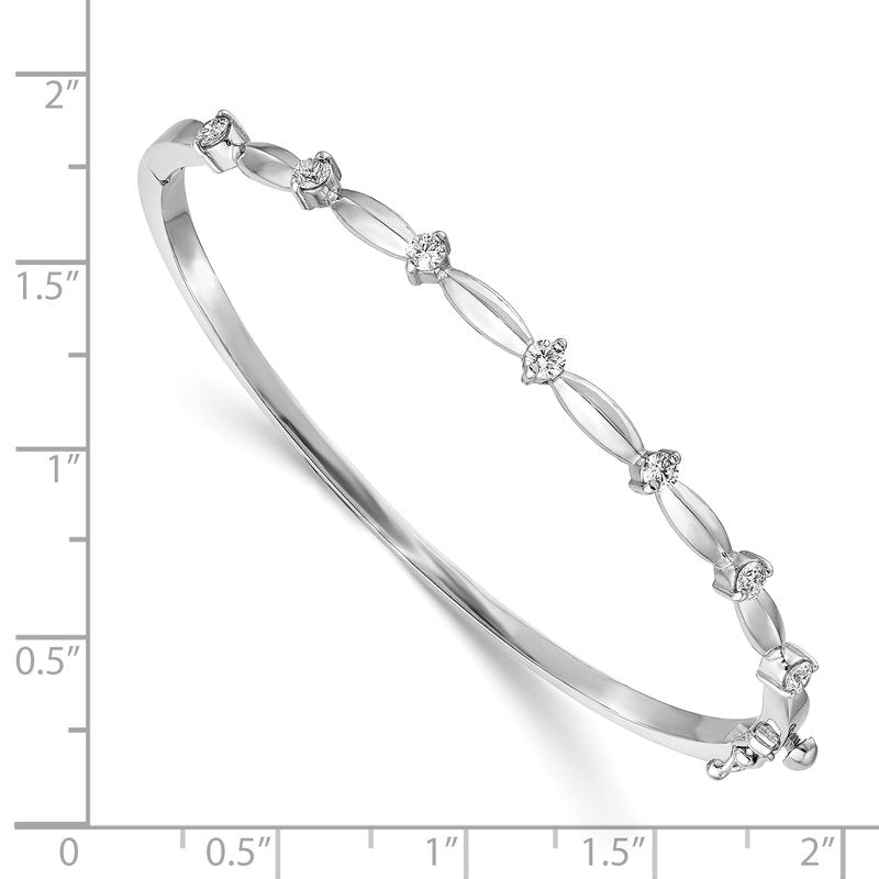 14k Complete 1/2 carat White Gold AAA Diamond Hinged Oval Bangle Bracelet