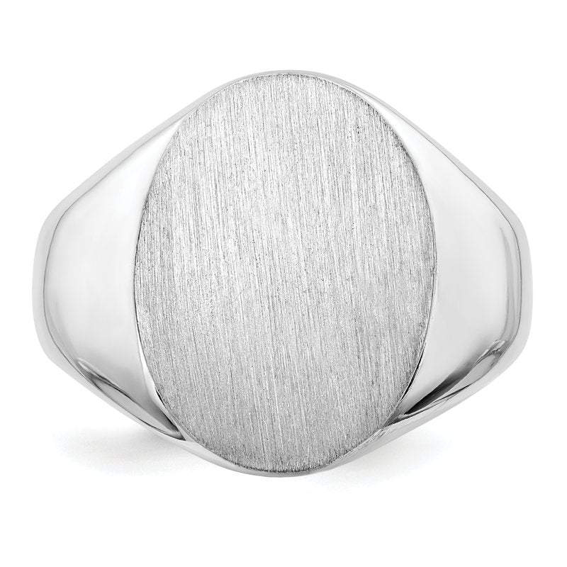 14k White Gold 14.5x18.0mm Open Back Mens Signet Ring