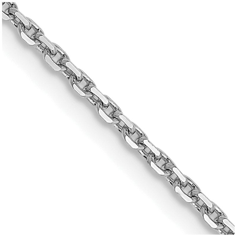 14K White Gold 26 inch 1.4mm Diamond-cut Round Open Link Cable with Lobster Clasp Chain