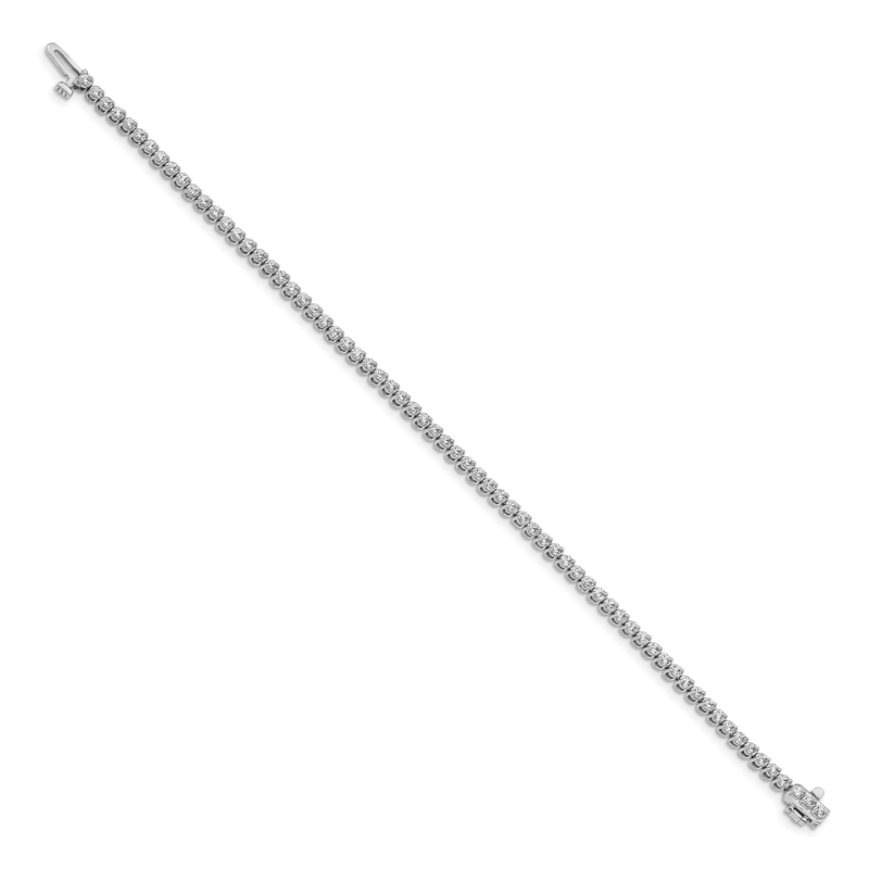 14k White Gold Complete1.9 carat Round A Diamond 2-prong 7 inch Tennis Bracelet