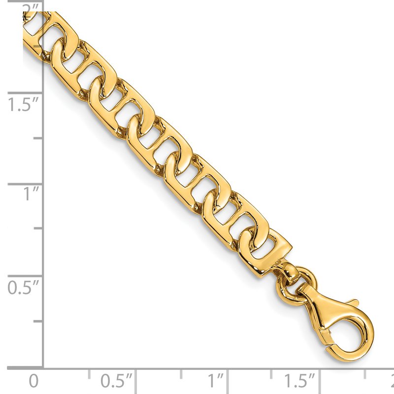 14K 18 inch 6.5mm Hand Polished Fancy Anchor Link with Fancy Lobster Clasp Chain