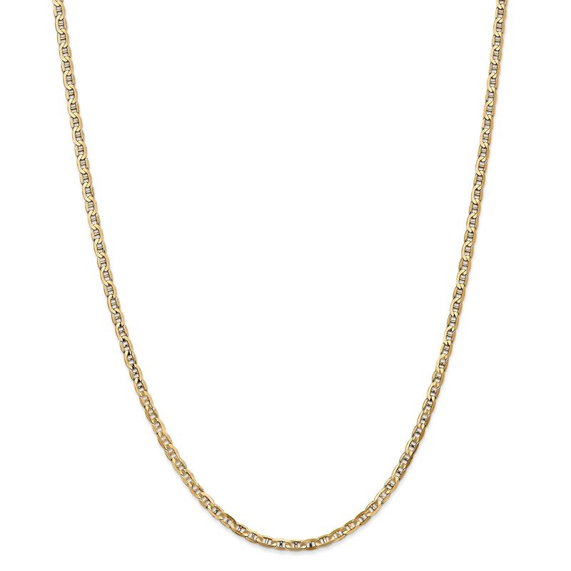 14K 10 inch 3mm Concave Anchor with Lobster Clasp Chain