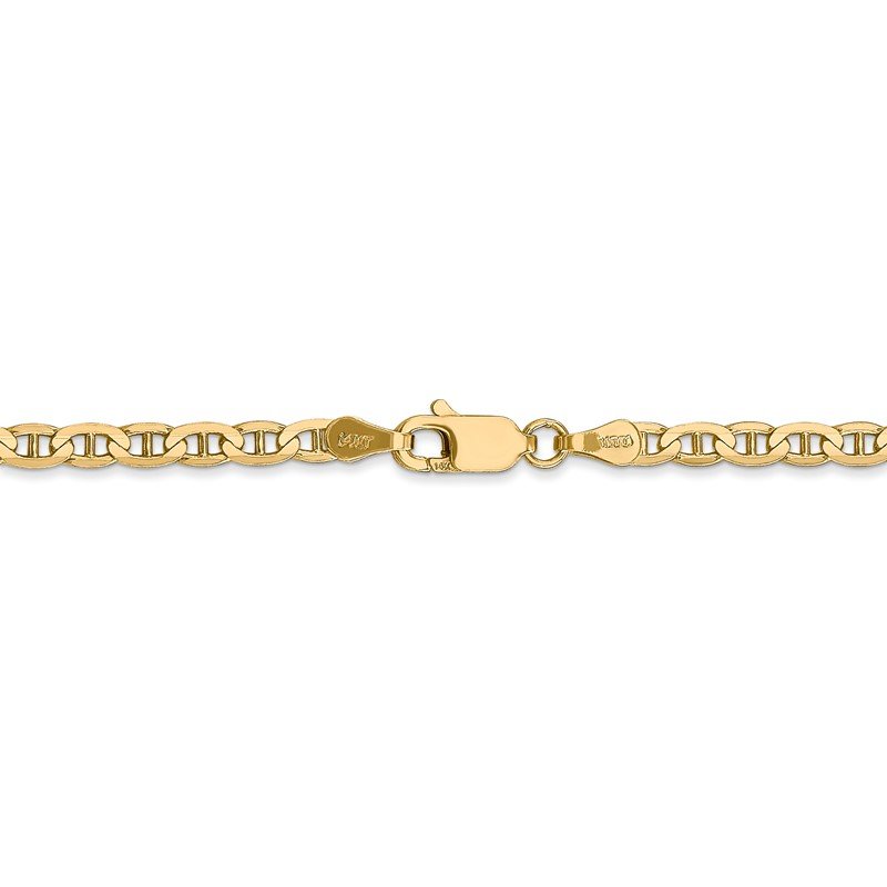 14K 10 inch 3mm Concave Anchor with Lobster Clasp Chain