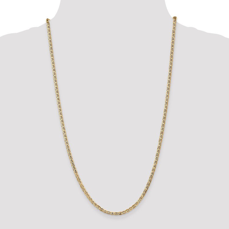 14K 10 inch 3mm Concave Anchor with Lobster Clasp Chain