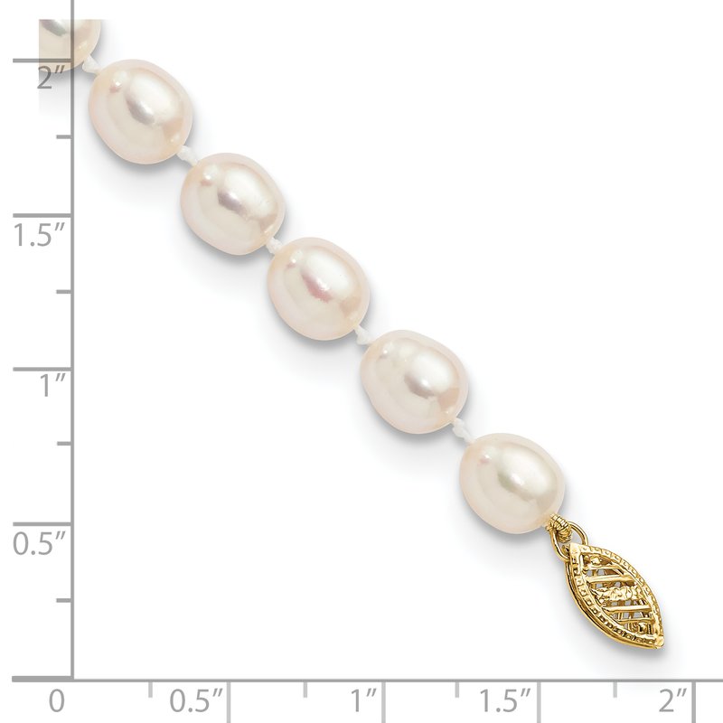 14k 7-8mm White Rice Freshwater Cultured Pearl 18 inch Necklace