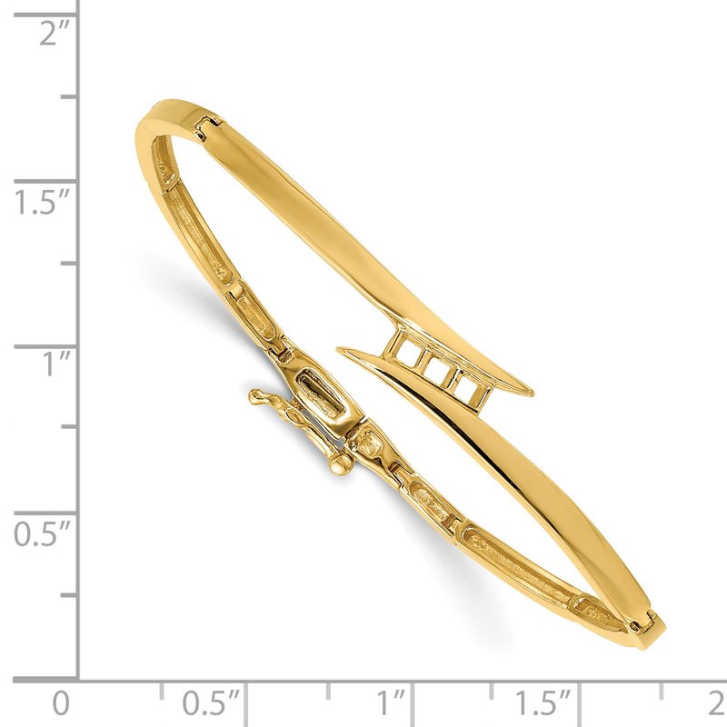 14k Complete 3-Stone 1/4 carat AAA Diamond Hinged Bangle Bracelet