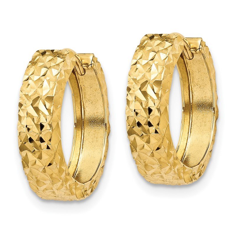 14k Diamond-cut Hinged Hoop Earrings
