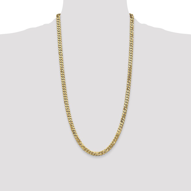 14K 26 inch 6.25mm Flat Beveled Curb with Lobster Clasp Chain