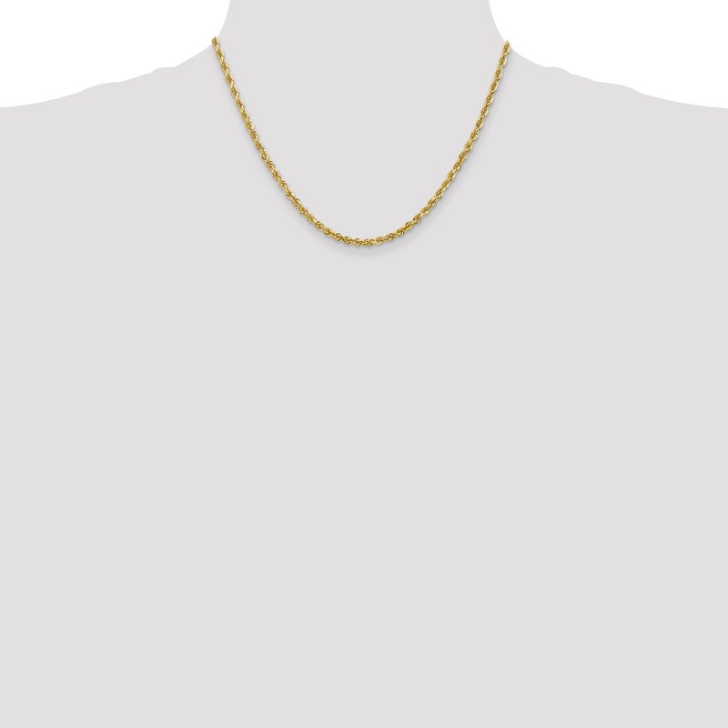 14K 26 Inch 3.35mm Diamond-cut Quadruple Rope Lobster Clasp Chain